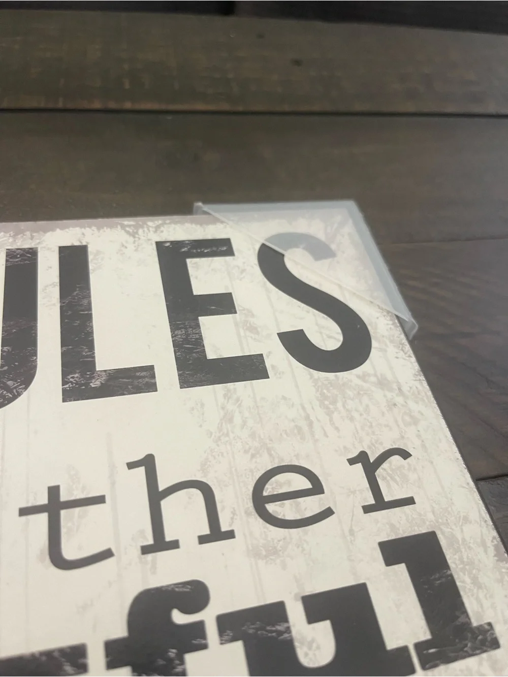Wooden Family Rules Wall Art Sign - Cream and Black NEW in package